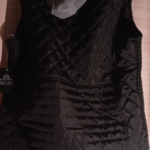 Louise Paris Jackets & Blazers - Black Quilted Vest with Hood